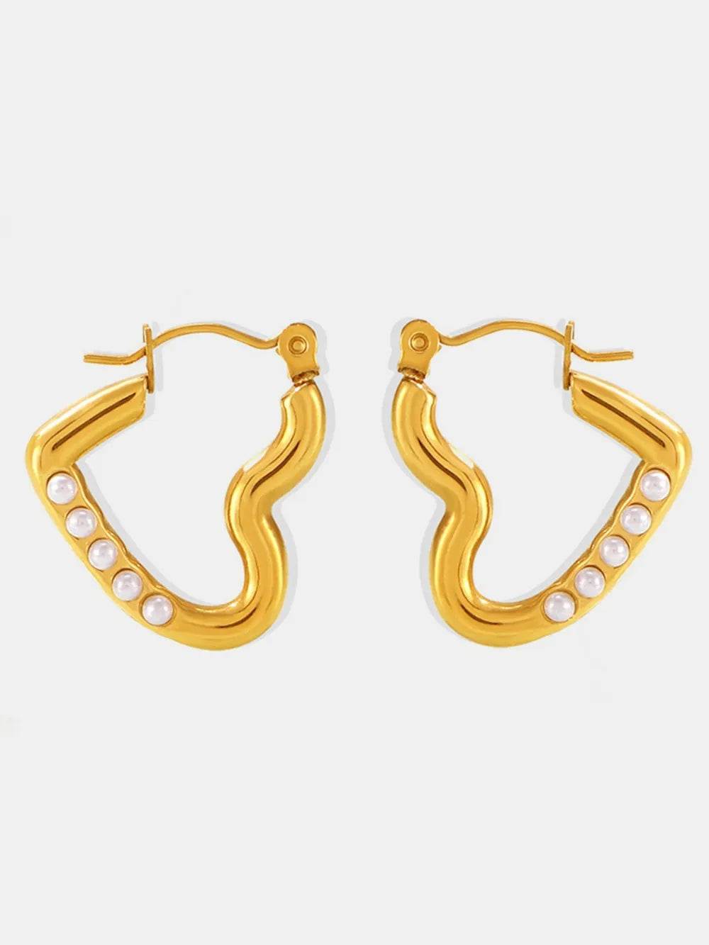 Elegant 18K Gold-Plated Stainless Steel Heart Earrings with Rhinestones - Trendy Jewelry Accessory - Store 42