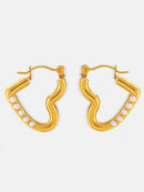 Elegant 18K Gold-Plated Stainless Steel Heart Earrings with Rhinestones - Trendy Jewelry Accessory - Store 42