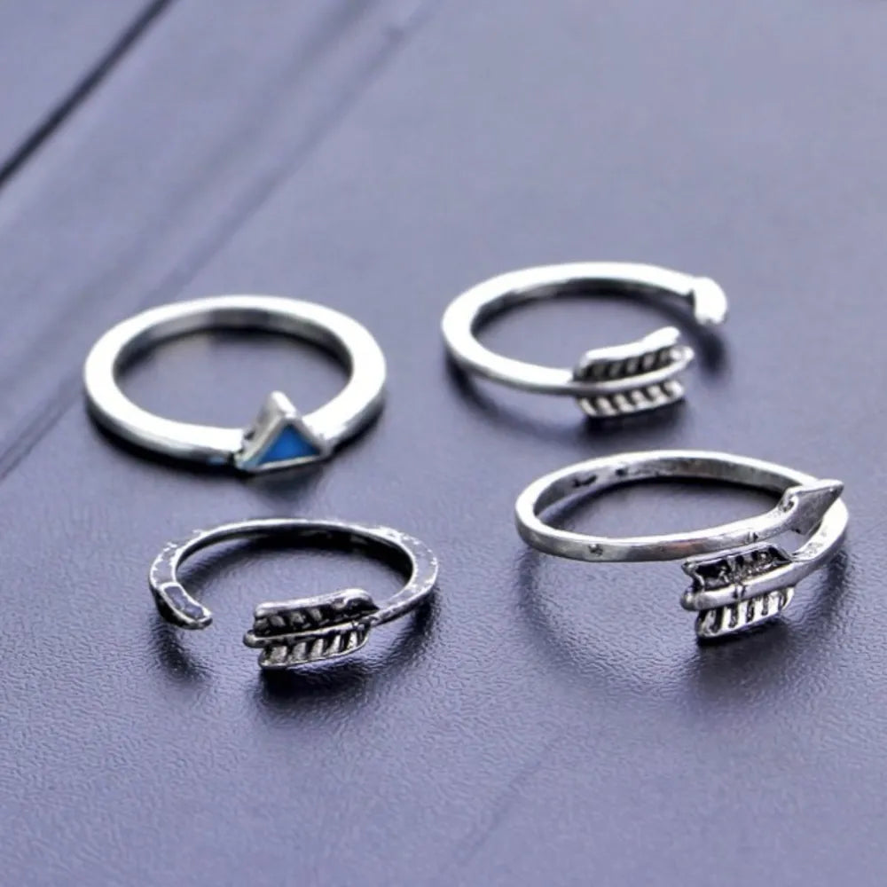 Stunning 9-Piece Alloy Turquoise Ring Set - Unique Stackable Jewelry Collection