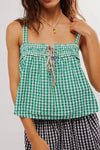 Tied Front Textured Square Neck Cami Turquoise