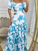 Full Size Cutout Off-Shoulder Printed Maxi Dress Plus Size - Store 42