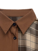 Button Front Plaid Long Sleeve Dress
