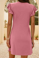 V-Neck Ruffled Cap Sleeve Dress