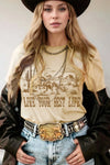 LIVE YOUR BEST LIFE Western Graphic Short Sleeve T-Shirt Beige