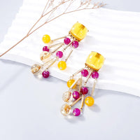 Acrylic Bead Dangle Earrings Tangerine One Size