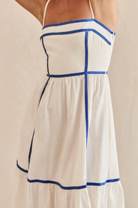 Contrast Trim Square Neck Midi Cami Dress