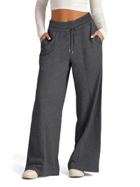 Full Size Drawstring Relaxed Fit Wide Leg Pants Plus Size - Store 42