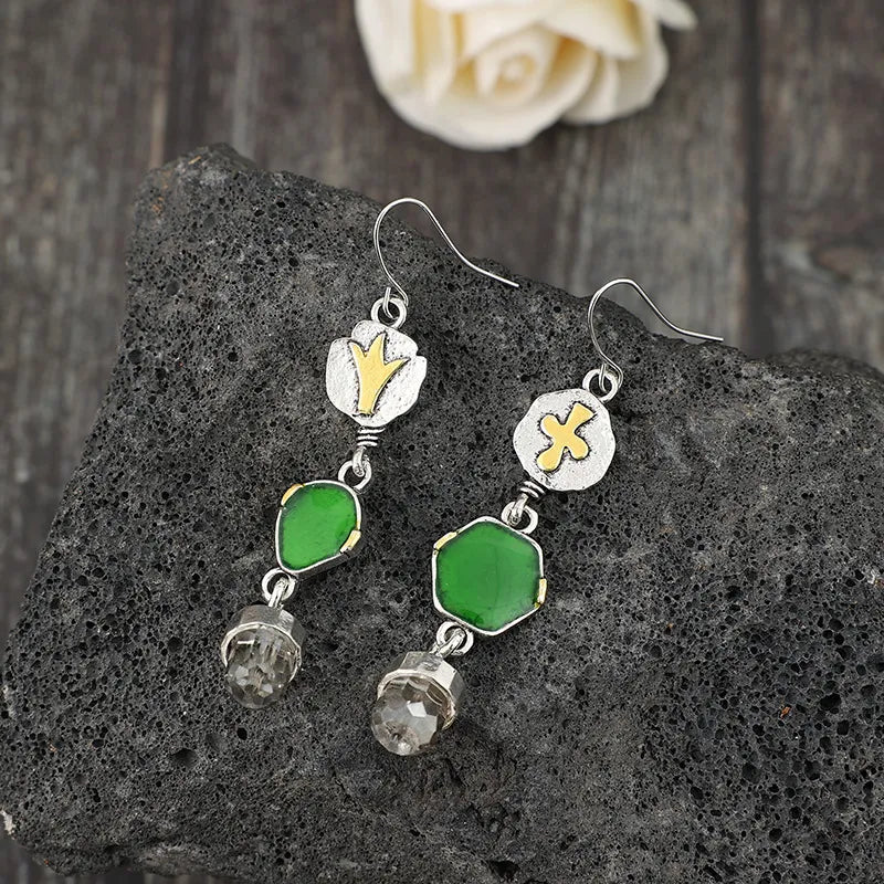 Trendy Alloy Asymmetric Earrings with Sparkling Rhinestones – Lightweight & Stylish