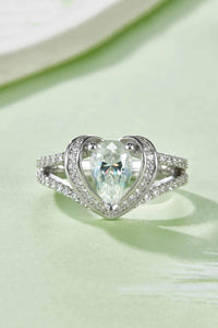 1 Carat Moissanite Heart Ring in 925 Sterling Silver with Certificate and Warranty - Store 42