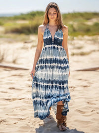 Tie-Dye Halter Neck Dress Sky Blue