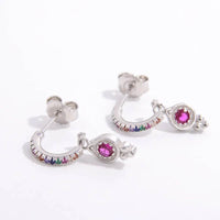 925 Sterling Silver Inlaid Zircon Earrings - Elegant Platinum-Plated Design for Timeless Beauty - Store 42