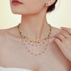 18K Gold-Plated Titanium Steel Necklace Black white One Size