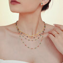 18K Gold-Plated Titanium Steel Necklace Black white One Size