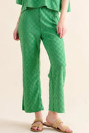 And The Why Brushed Texture Checker Board Pattern Casual Pants GREEN