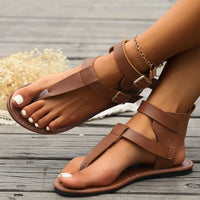 Double Buckle Toe Post Flats Sandals