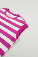 Stripe Cap Sleeve Pocketed Shift Tee Dress