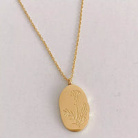 18K Gold-Plated Engraved Pendant Necklace