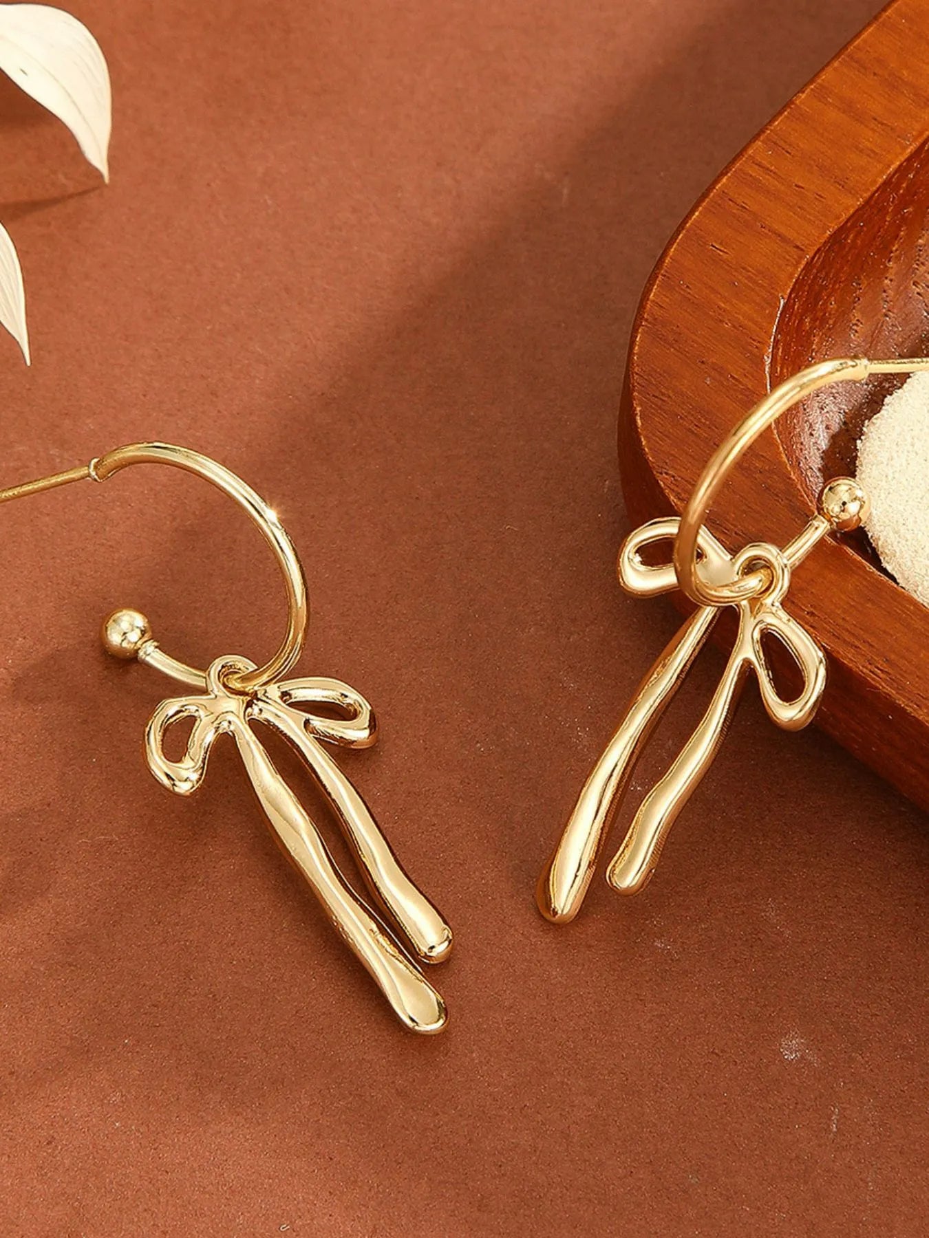 Elegant 18K Gold-Plated Bow Tie Drop Earrings - Lightweight, Hypoallergenic, Perfect for Any Occasion