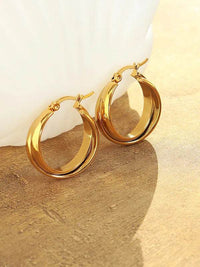 Elegant 18K Gold-Plated Titanium Steel Huggie Earrings for Timeless Style and Durability - Store 42