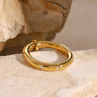 18K Gold-Plated Stainless Steel Rhinestone Ring