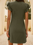 V-Neck Ruffled Cap Sleeve Mini Dress