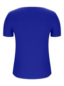 Trendy Solid V-Neck Short Sleeve T-Shirt - Slightly Stretchy, 95% Polyester, 5% Spandex - Store 42