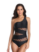 One Shoulder Polka Dot One-Piece Swimwear
