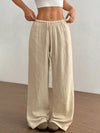 Wide Leg Drawstring Casual Pants Apricot
