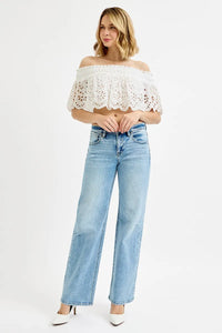 RISEN Full Size Low Rise Ankle Boyfriend Distressed Jeans Plus Size