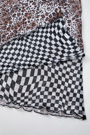Checkered Round Neck Sleeveless Midi Dress