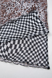 Checkered Round Neck Sleeveless Midi Dress