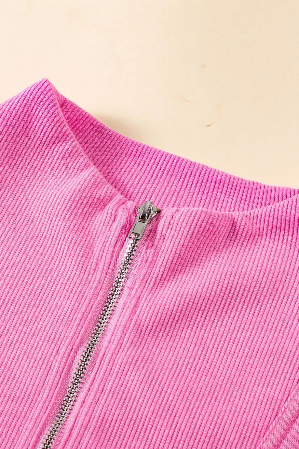 Quarter Zip Pocketed Cap Sleeve Sweatshirt Dress