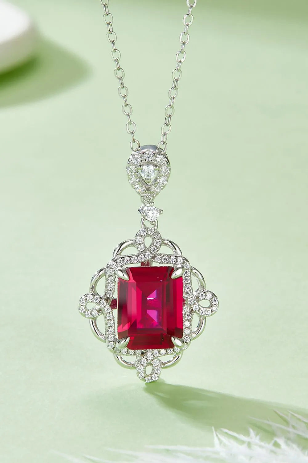 Elegant 925 Sterling Silver Ruby Pendant Necklace with 16.5" Chain – Imported Jewelry