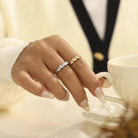 18K Gold-Plated Stainless Steel Zircon Ring - Elegant Inlaid Design for Stylish Wear - Store 42