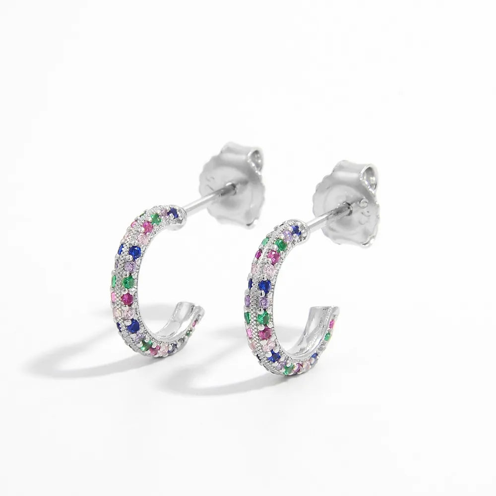 Stylish 925 Sterling Silver Zircon Earrings with Platinum-Plated Finish - 0.5 In Length