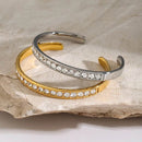 Elegant 18K Gold-Plated Stainless Steel Bracelet with Zircon Inlay - Timeless Fashion Accessory - Store 42