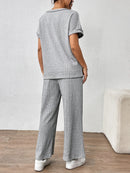 Round Neck Short Sleeve Top and Pants Set