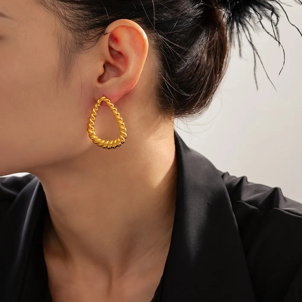 Elegant 18K Gold-Plated Twisted Earrings in Titanium Steel - Imported Luxe Fashion Jewelry