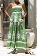 Printed Square Neck Cami and Wide Leg Pants Set