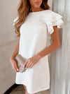 Ruffled Layered Short Sleeve Mini Dress White