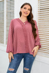 Honey Melo Apparel Plus Size Lace Trim V-Neck Balloon Sleeve Blouse - Store 42