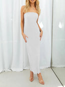 Lace-Up Back Tube Maxi Dress
