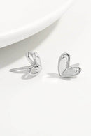 925 Sterling Silver Heart Stud Earrings - Platinum-Plated, Gift-Ready in Matching Box - Store 42