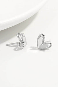 925 Sterling Silver Heart Stud Earrings - Platinum-Plated, Gift-Ready in Matching Box - Store 42