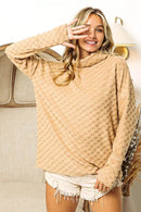 BiBi Checkered Round Neck Thumbhole Long Sleeve Top - Store 42