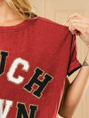 BiBi Touchdown Letter Loose Fit Vintage Washed Top - Store 42