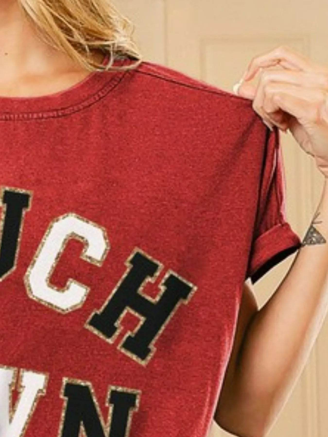 BiBi Touchdown Letter Loose Fit Vintage Washed Top - Store 42