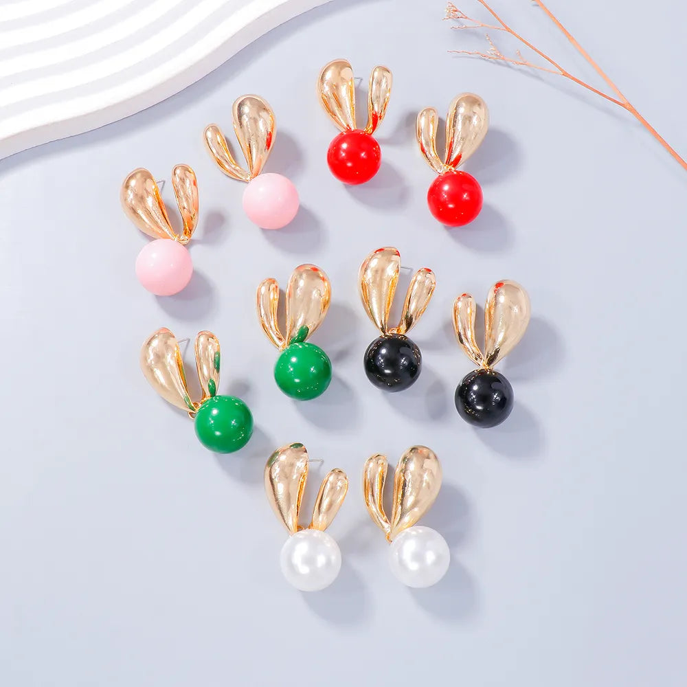 Charming Alloy Drip Oil Bunny Earrings - Unique 2.1" Pair, Lightweight & Trendy Jewelry