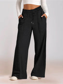Full Size Drawstring Relaxed Fit Wide Leg Pants Plus Size - Store 42