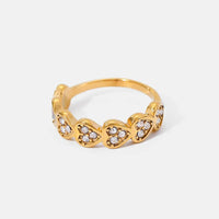 Elegant 18K Gold-Plated Stainless Steel Heart Ring with Zircon Inlay - Size 7 - Store 42